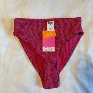 Tabitha Brown Women's Two-Tone Pucker Bikini Bottom Pink/Black L